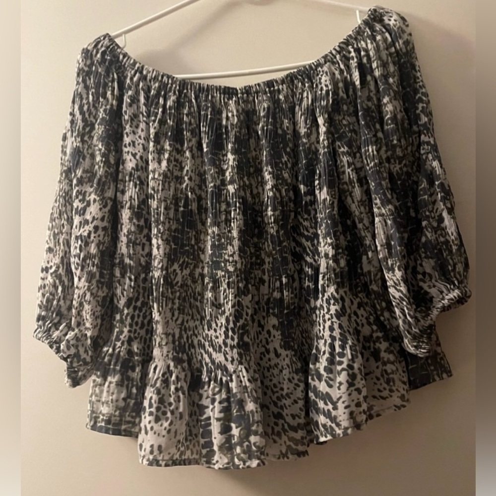Express Women's Black and Gray Top Express